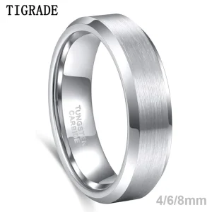 Anel de Tungstênio com Banho de Platina