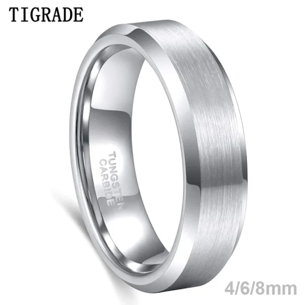 Anel de Tungstênio com Banho de Platina